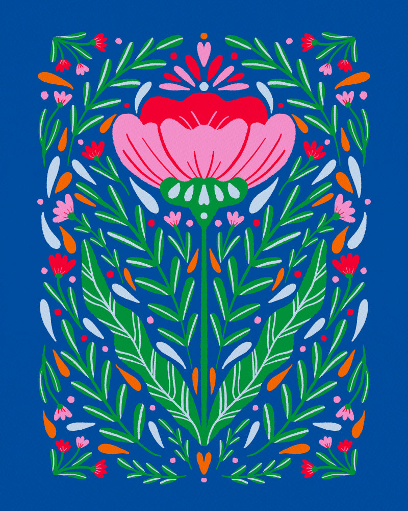 Vibrant Folk Flower | Poster