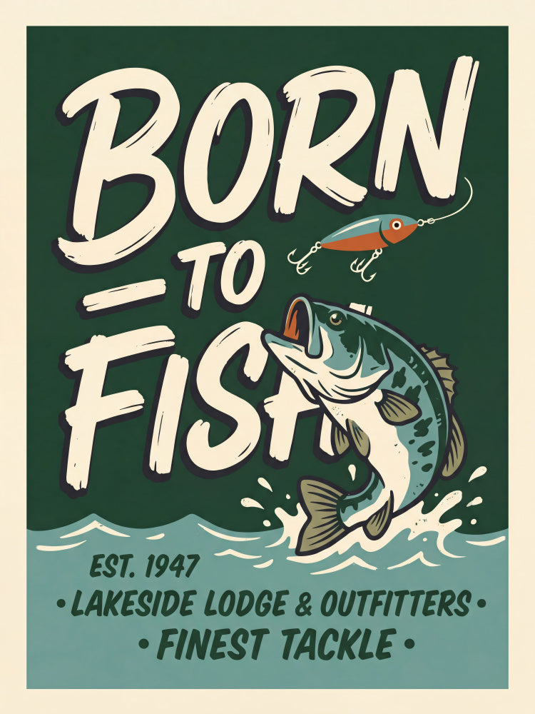 Retro Bass Fishing Sign | Poster