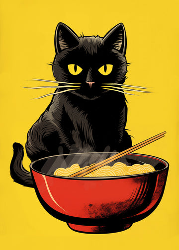 Black Cat Ramen Bowl | Poster