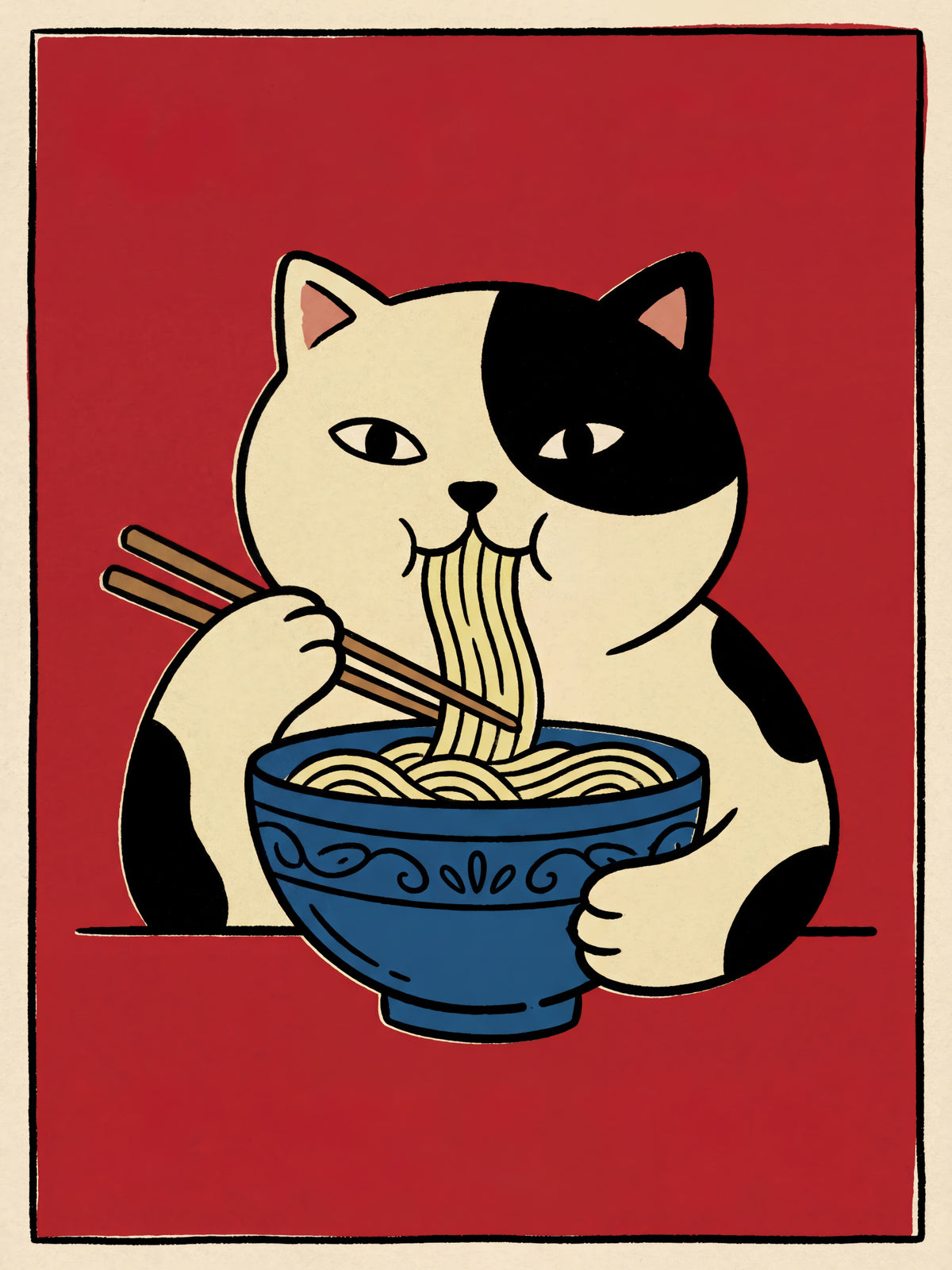 Ramen Eating Cat | Canvas