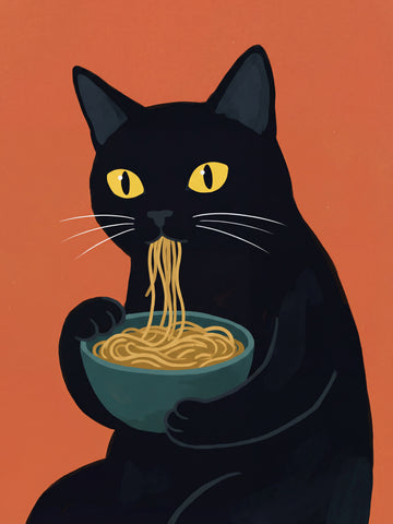 Funny Cat Eating Ramen | Canvas