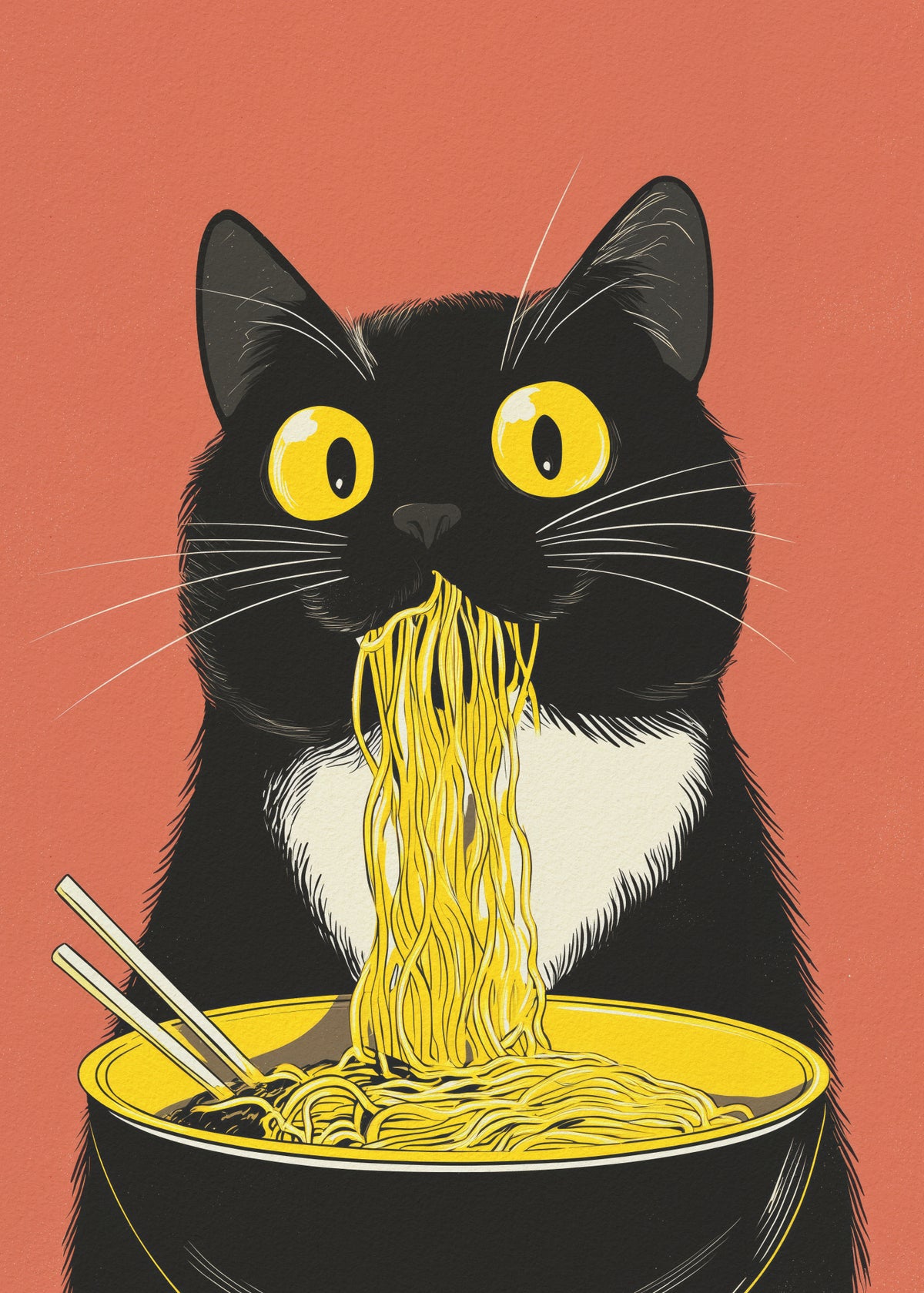 Slurping Cat Noodles | Poster