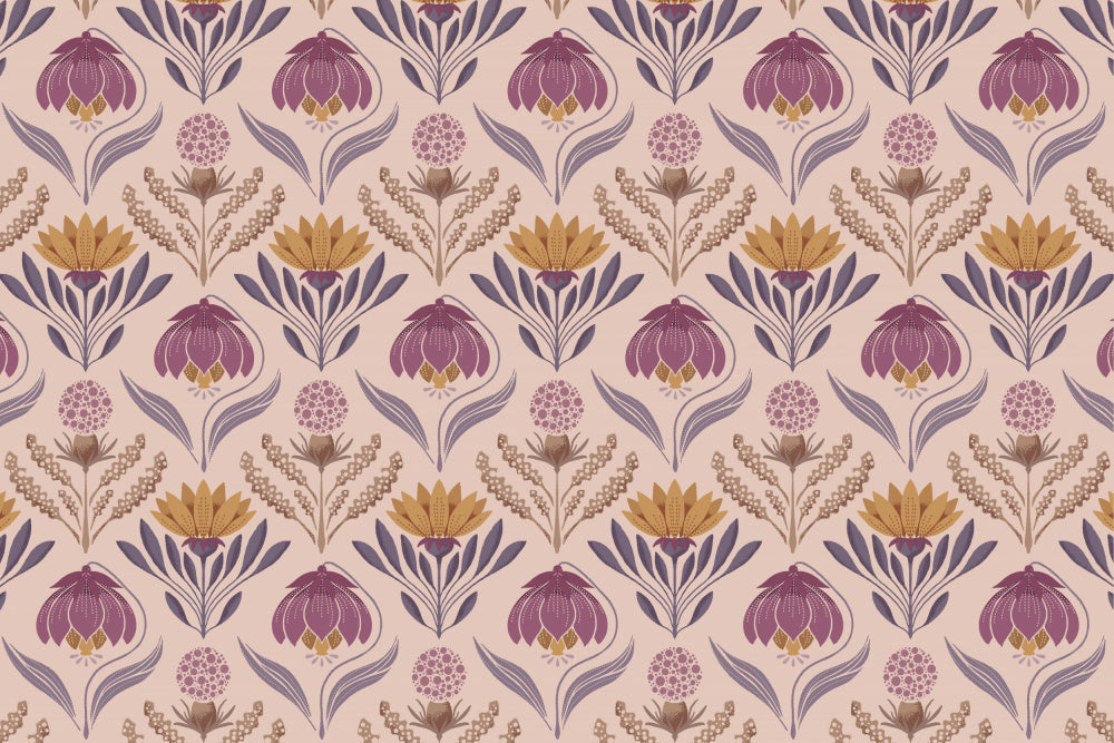 Ornate Purple Gold Floral | Canvas