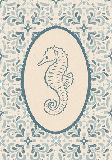 Coastal Seahorse Medallion | Poster