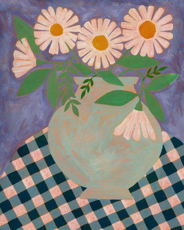 Daisies in Purple Vase | Poster