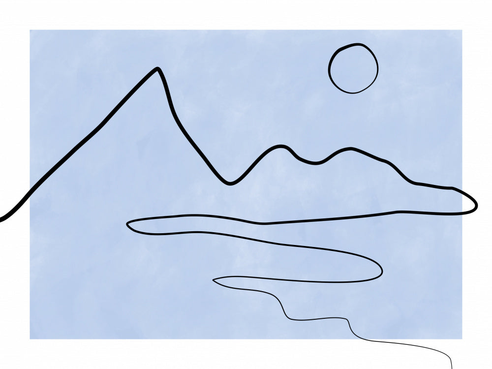 Minimalist Mountain Lake Sun | Canvas