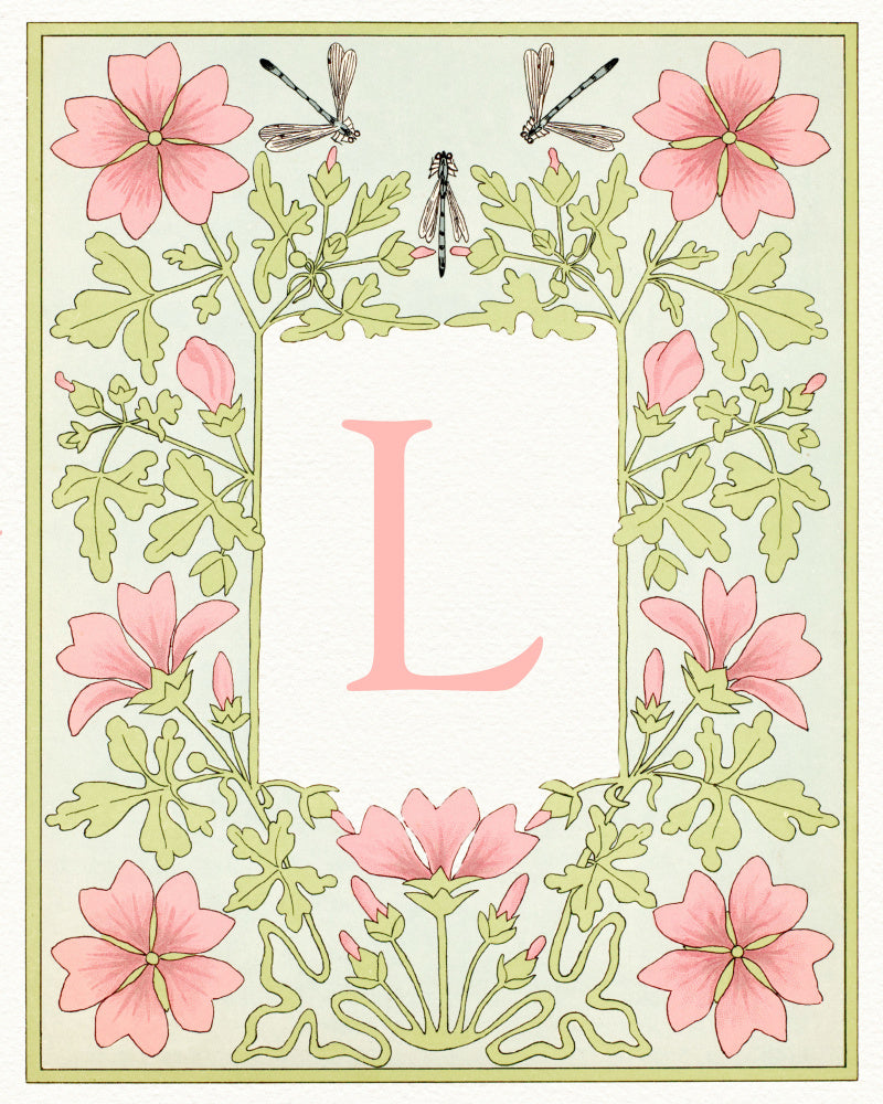 Pink Floral Letter L | Canvas