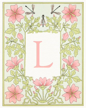 Pink Floral Letter L | Canvas