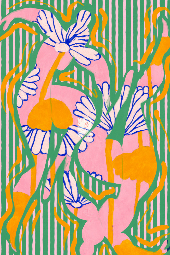 Vibrant Striped Daisies | Poster