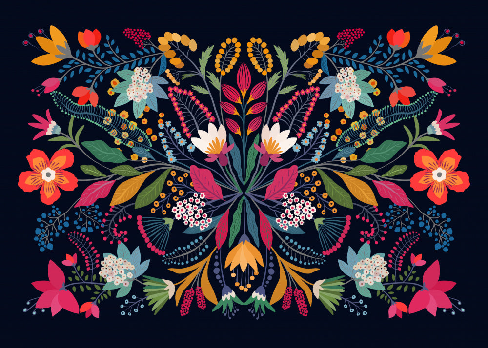 Vibrant Folk Floral Design | Canvas