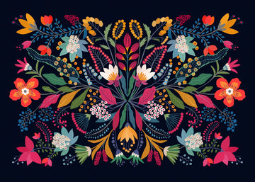 Vibrant Folk Floral Design | Canvas
