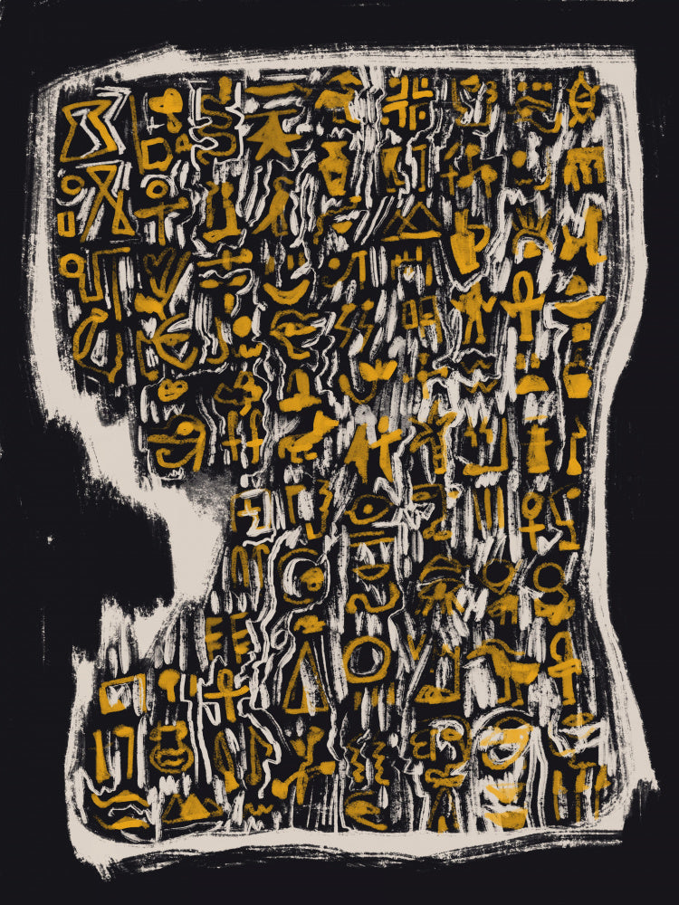 Golden Hieroglyphic Head | Canvas