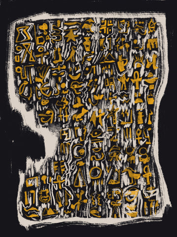 Golden Hieroglyphic Head | Canvas