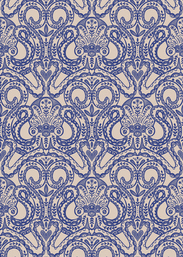 Ornate Blue Damask | Canvas