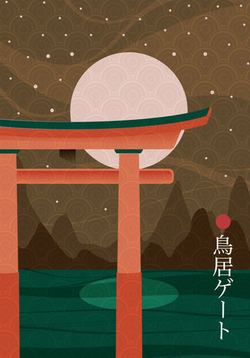Moonlit Torii Gate | Poster