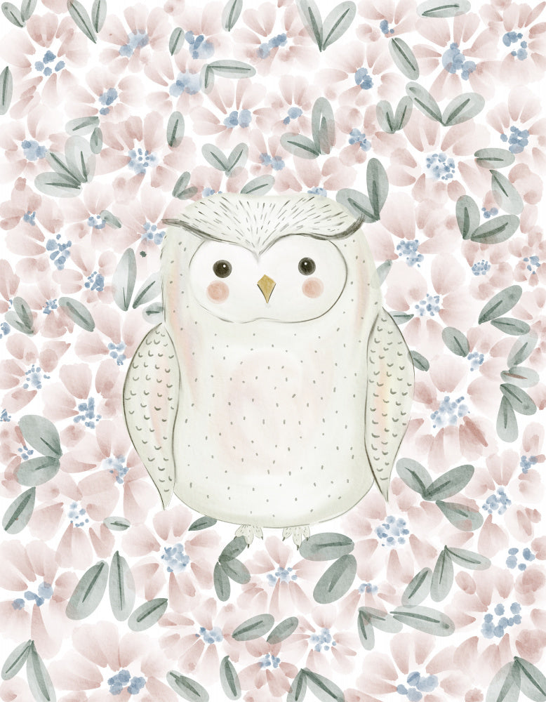 Sweet Owl in Flowers | Canvas