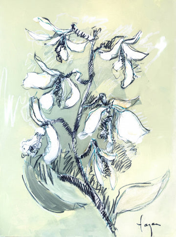 White Floral Sketch | Canvas