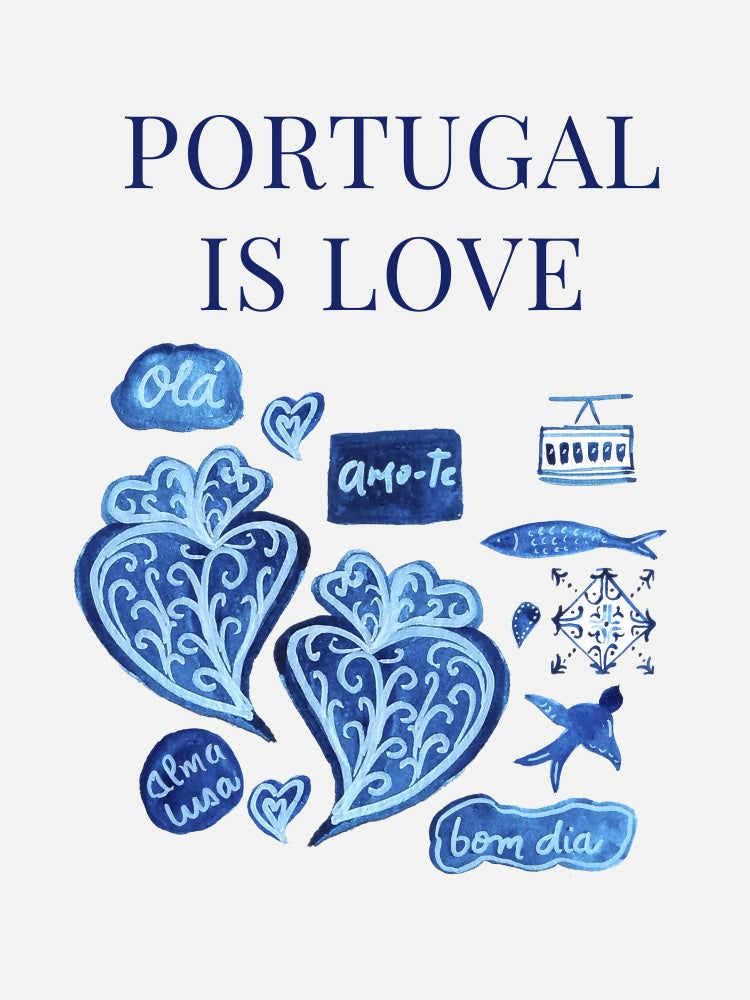 Watercolor Portugal Love | Poster
