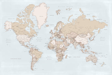 Neutral Tone World Map | Poster