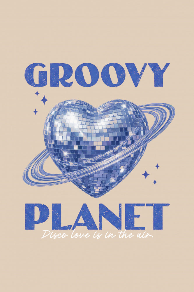 Groovy Disco Heart Planet | Poster