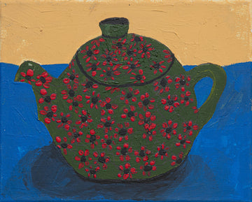 Green Floral Teapot Still Life | Poster