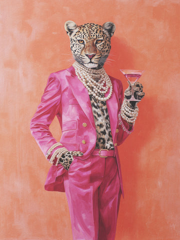 Leopard Pink Suit Martini | Poster