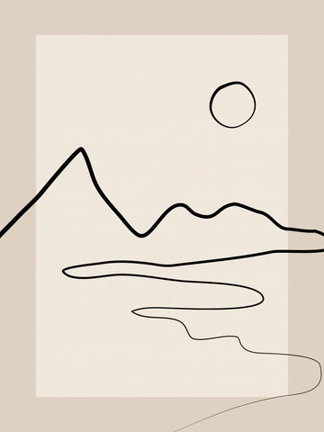 Minimalist River Mountains | Canvas