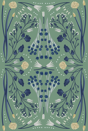 Folk Mirrored - Blue and Green | Canvas