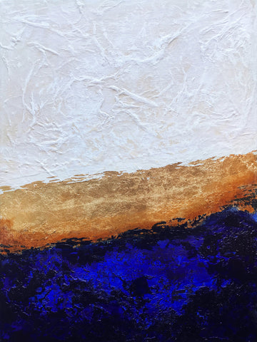 Deep Blue Gold Abstract | Canvas
