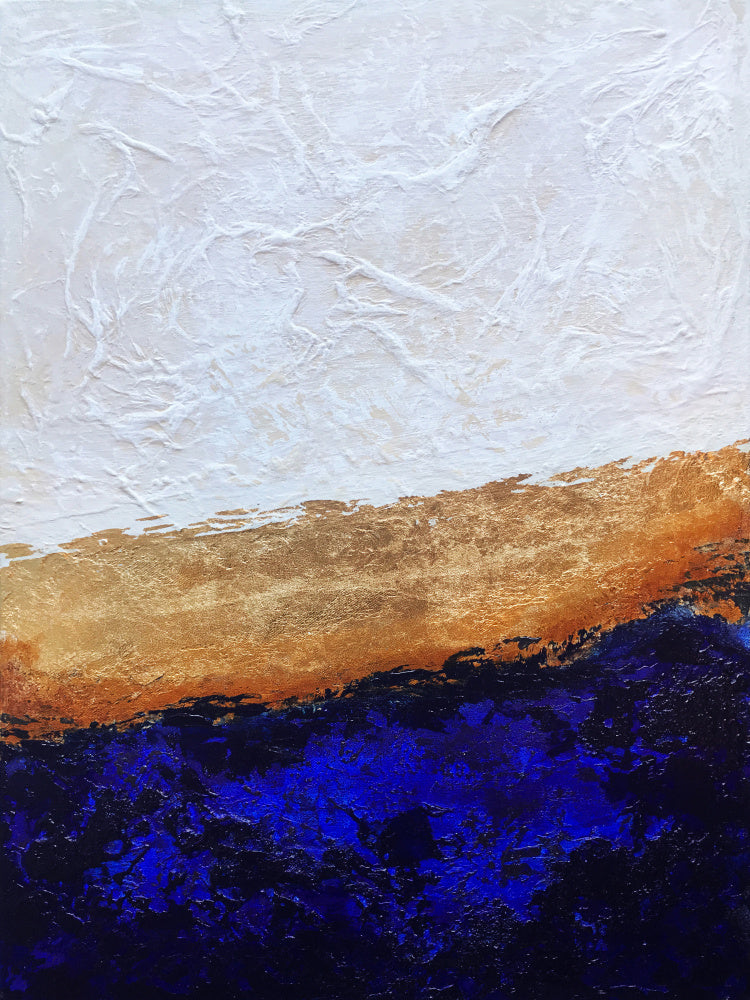Deep Blue Gold Abstract | Poster