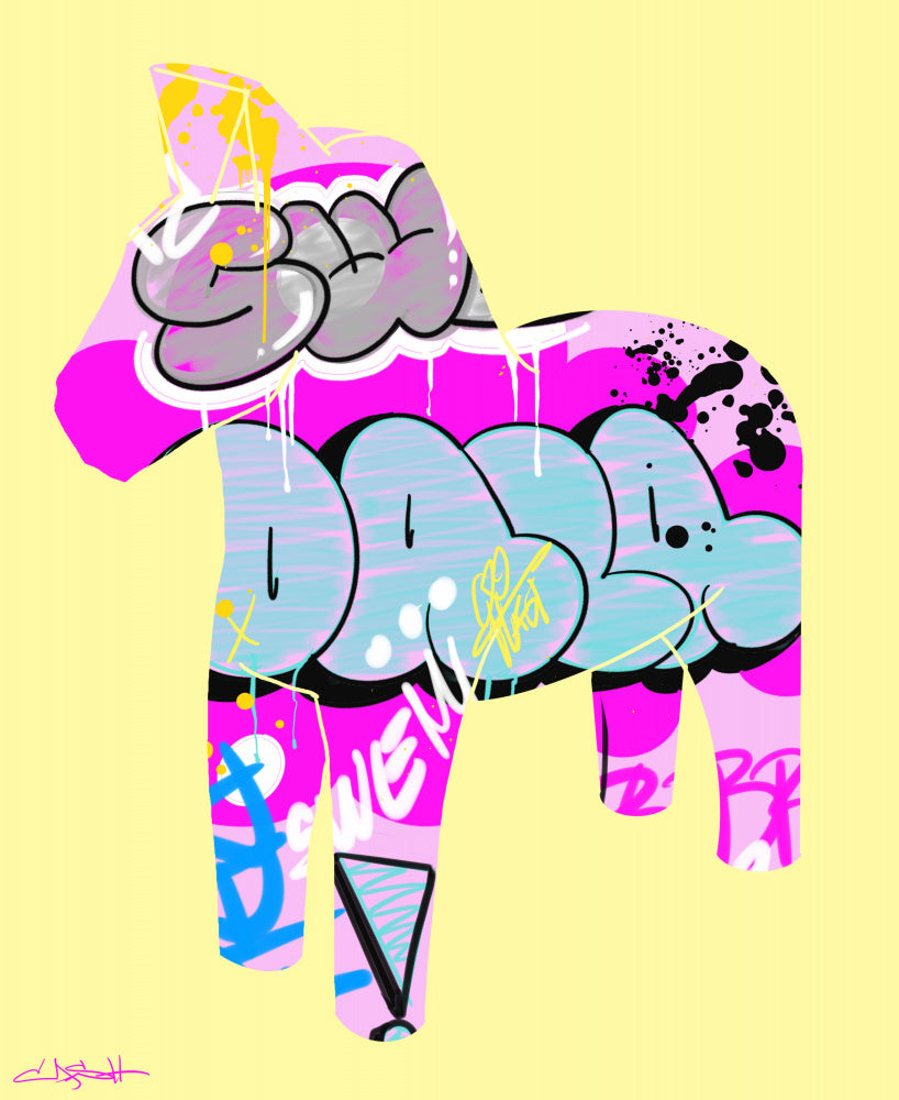 Pink Blue Graffiti Horse | Canvas
