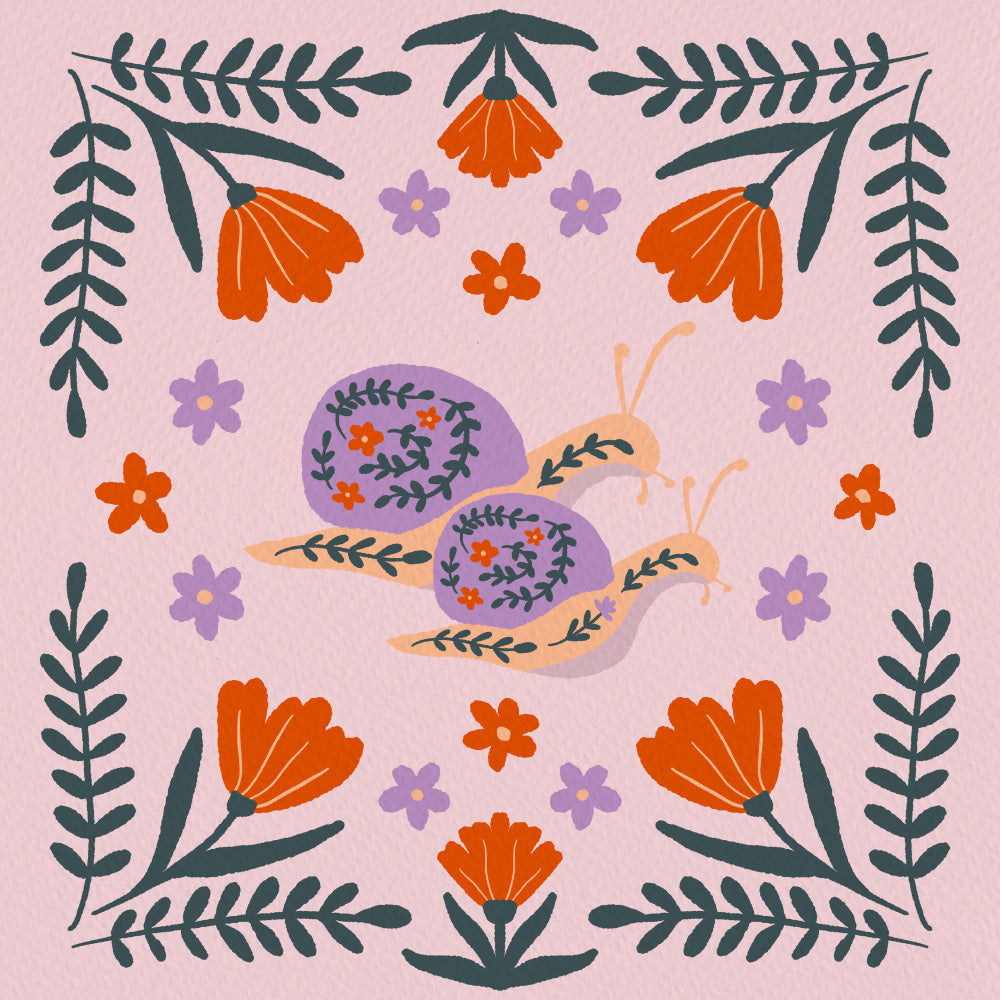 Whimsical Garden Snails | Canvas