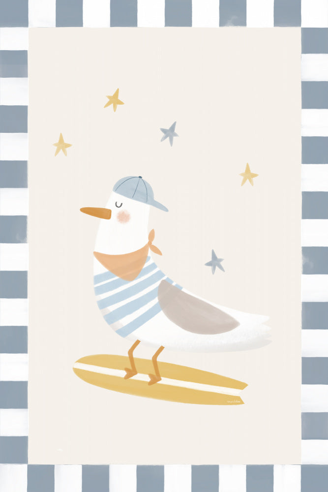 Happy Surfing Seagull | Canvas