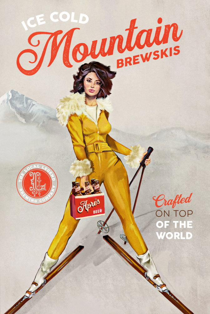 Ice Cold Beer Vintage Pinup Ski Art | Poster