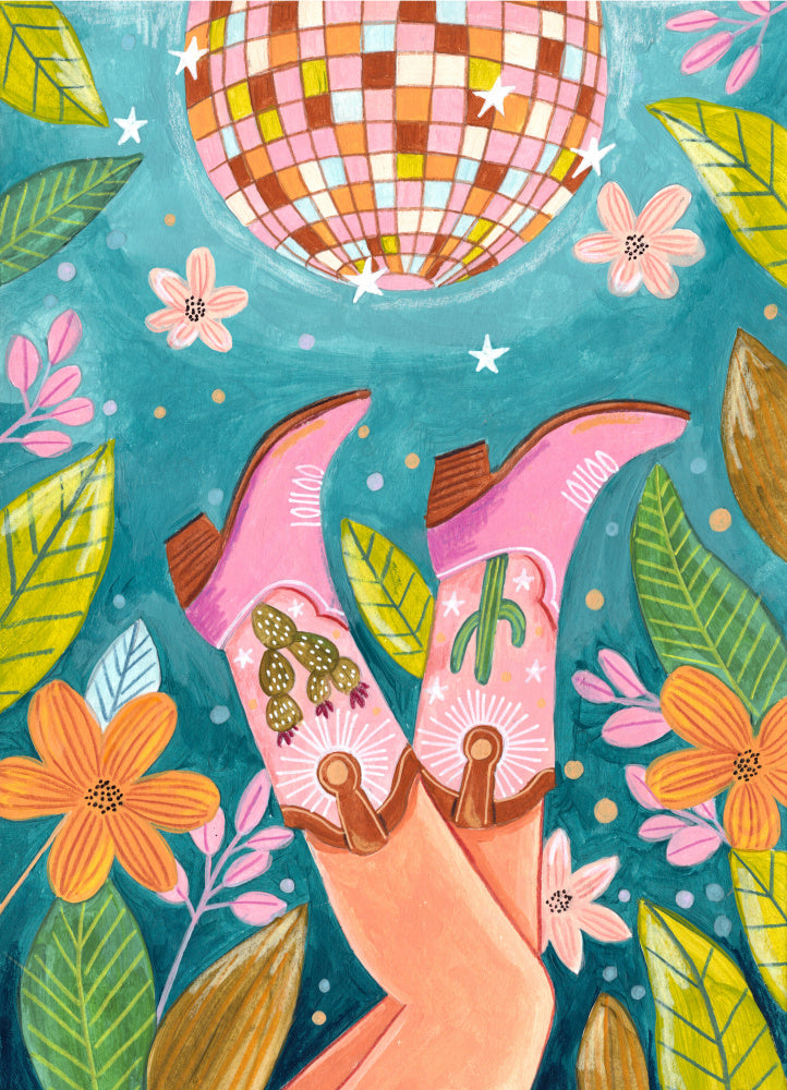 Cowboy boots and disco ball | Canvas