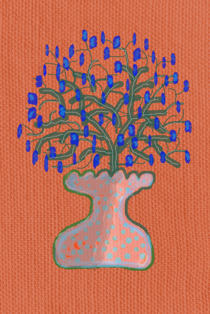 Whimsical Blue Potted Tree | Canvas