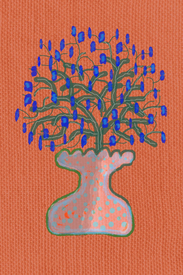 Whimsical Blue Potted Tree | Canvas