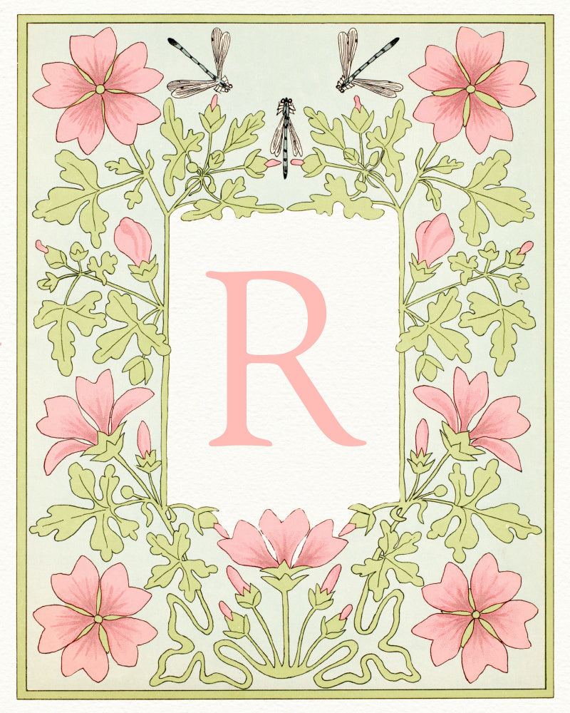 Pink Floral Letter R | Canvas