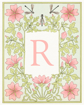 Pink Floral Letter R | Poster