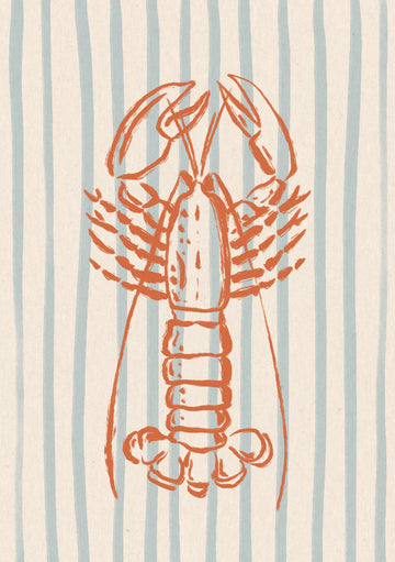 Coastal Striped Lobster | Canvas