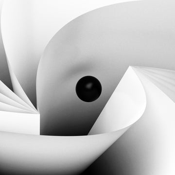 Black Sphere White Curves | Canvas