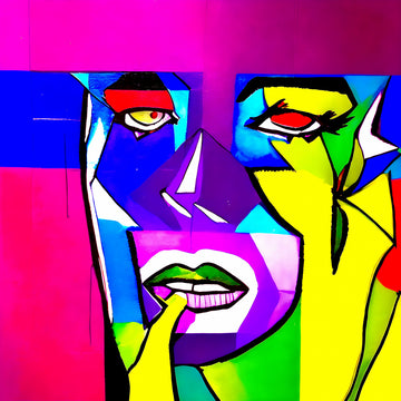 Vibrant Cubist Portrait | Poster