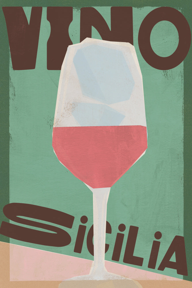 Vino Sicilia Glass | Poster