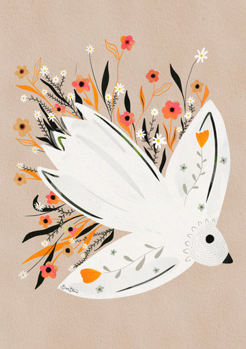 Peaceful Floral Dove | Canvas