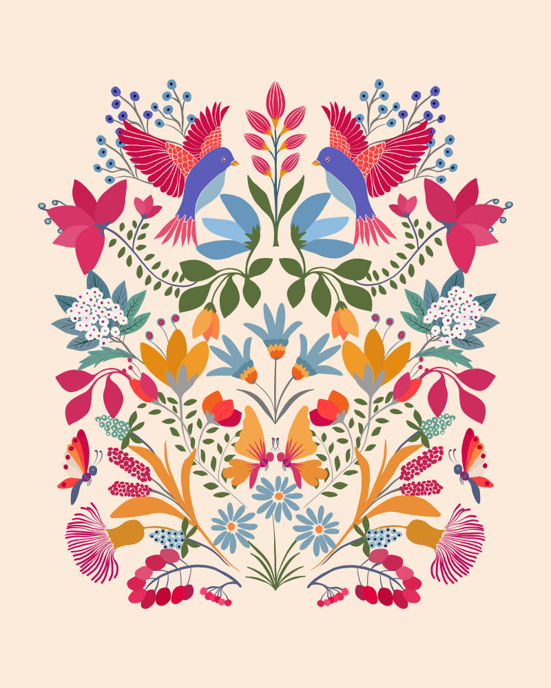 Vibrant Folk Garden | Canvas