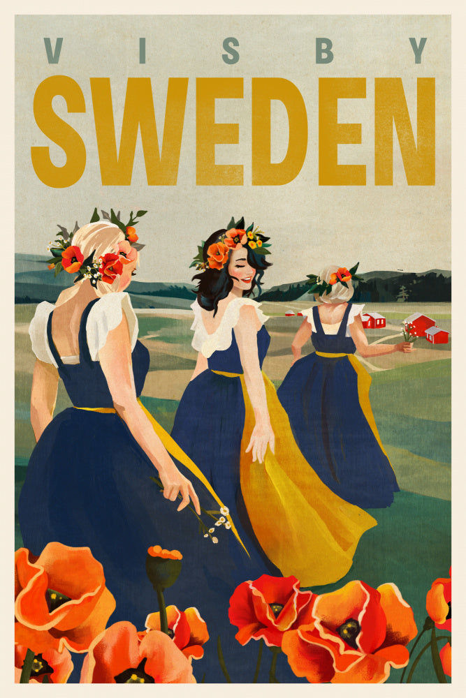 Visby Sweden Flower Girls | Poster