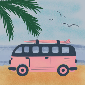 Pink Beach Camper | Poster