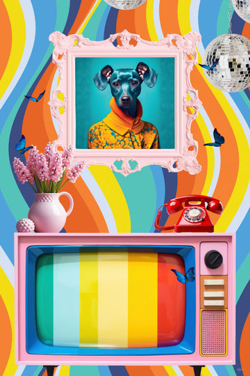 Groovy Dog Pink TV | Canvas