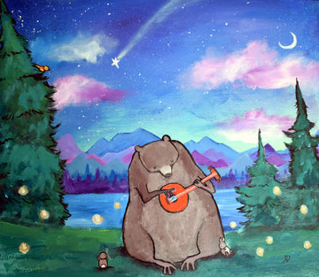 Starry Night Bear Banjo | Poster
