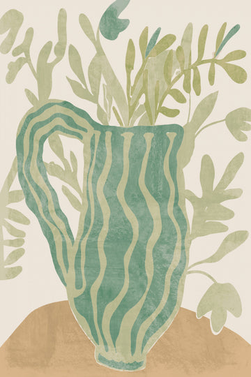 Green Striped Botanical | Poster